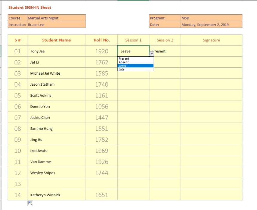 Detail Attendance Sheet Template Excel Nomer 52