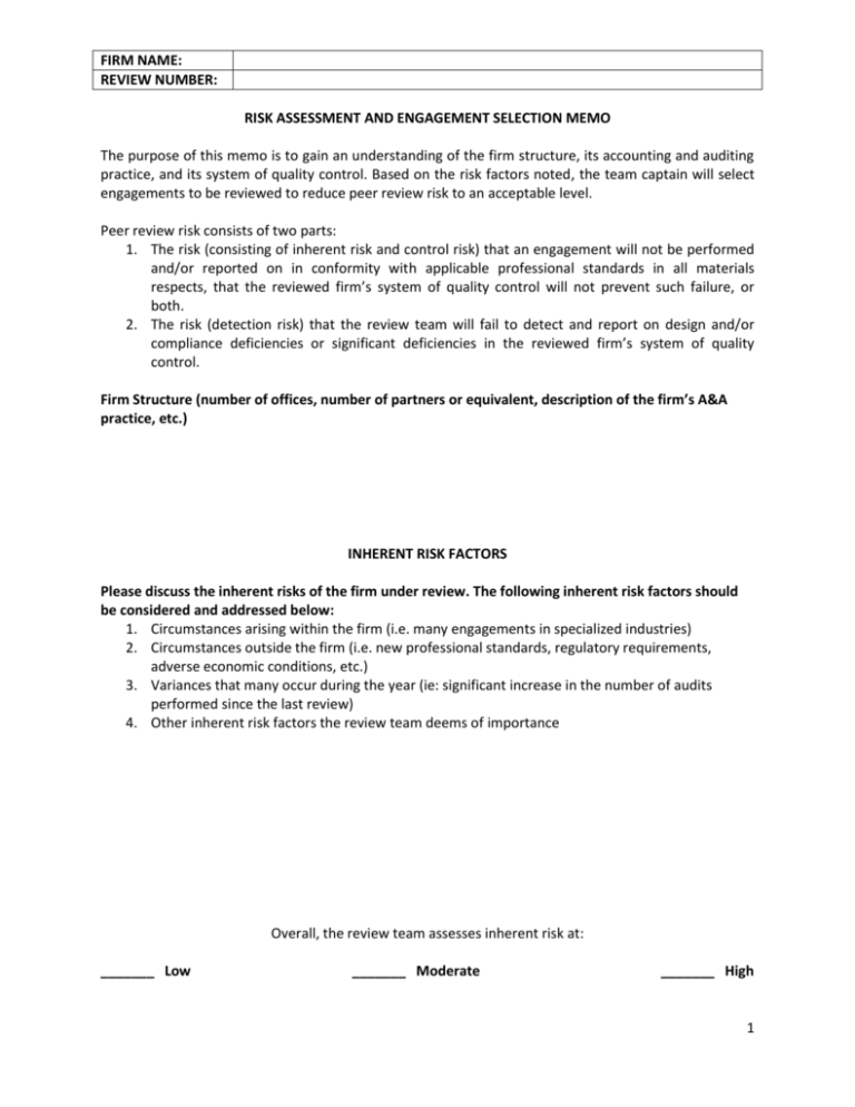 Detail Audit Risk Assessment Template Nomer 54