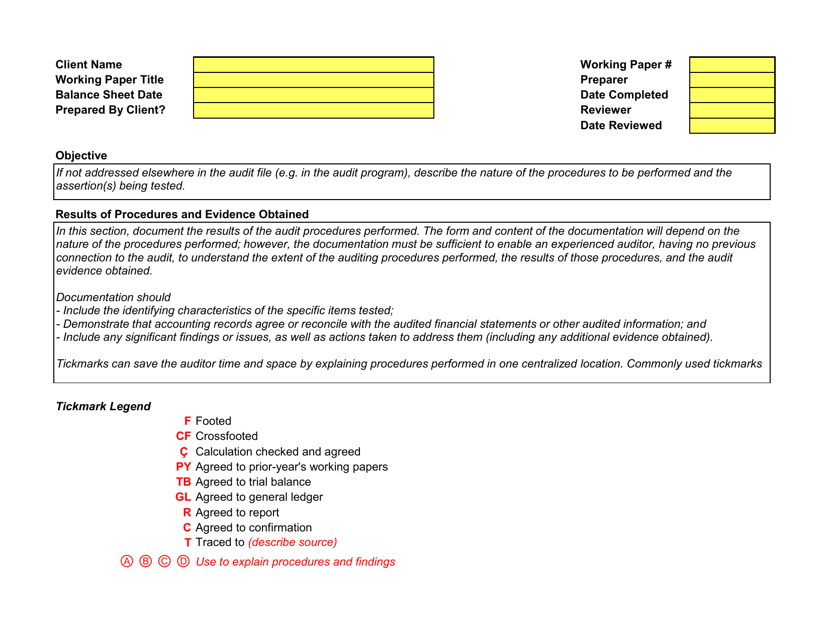 Detail Audit Working Paper Template Nomer 3