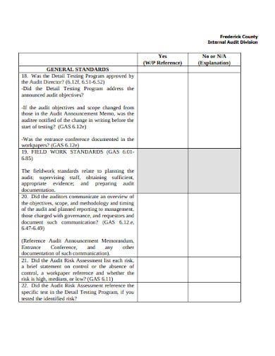 Detail Audit Working Paper Template Nomer 4