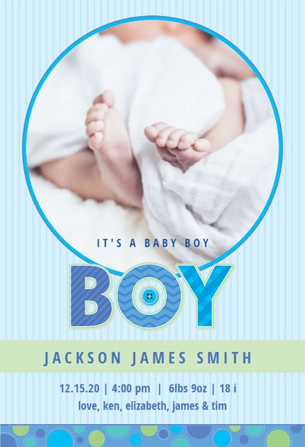 Baby Boy Announcement Card Template - KibrisPDR