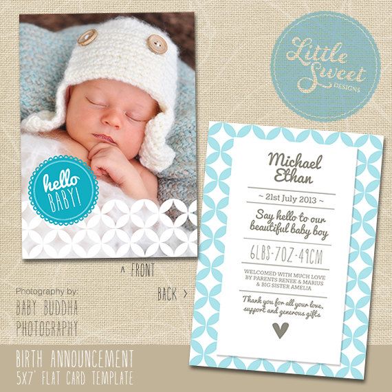 Detail Baby Boy Announcement Card Template Nomer 15