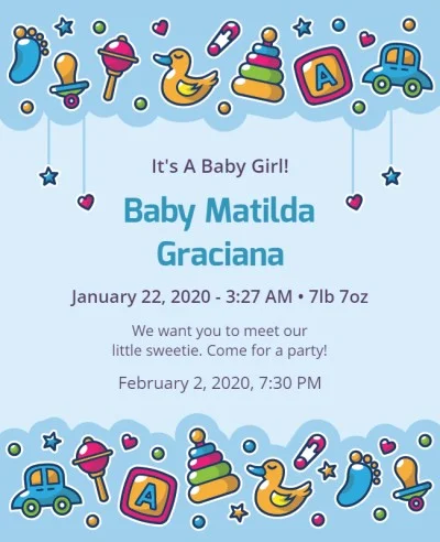 Detail Baby Boy Announcement Card Template Nomer 16