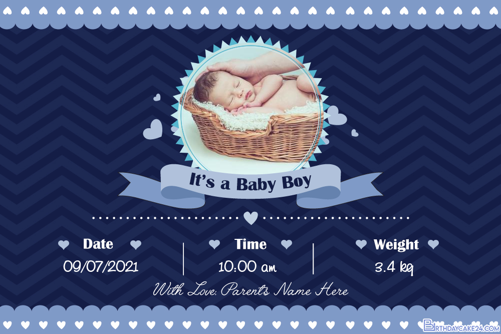 Detail Baby Boy Announcement Card Template Nomer 3