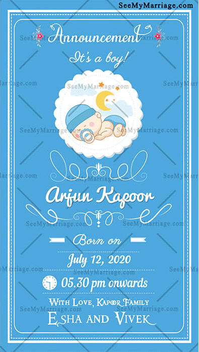 Detail Baby Boy Announcement Card Template Nomer 48