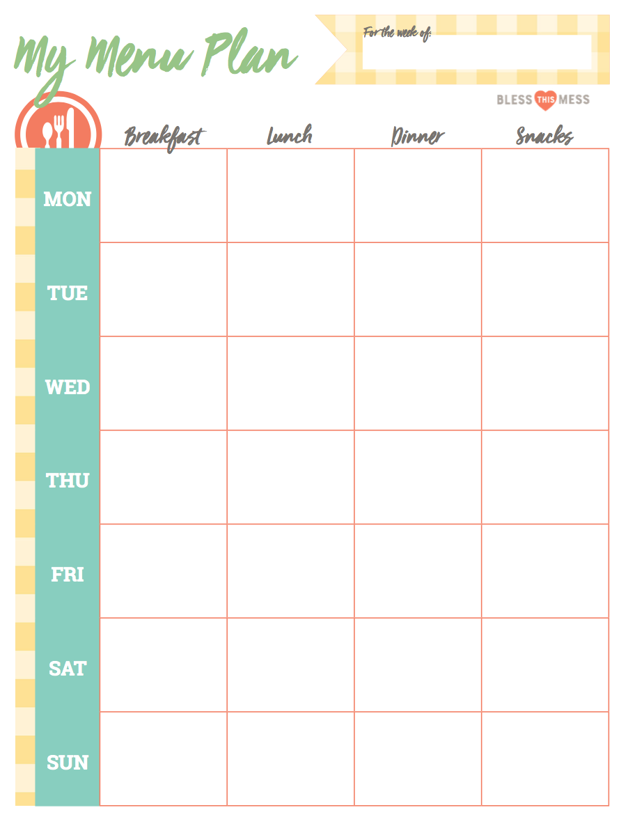 Detail Baby Meal Planner Template Nomer 3