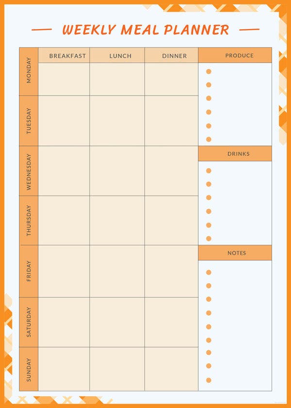 Detail Baby Meal Planner Template Nomer 24