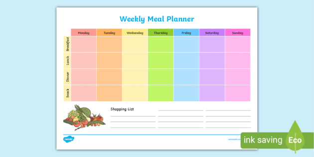 Detail Baby Meal Planner Template Nomer 7