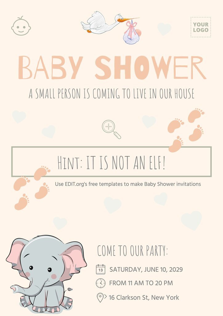 Detail Baby Shower Card Template Free Nomer 47